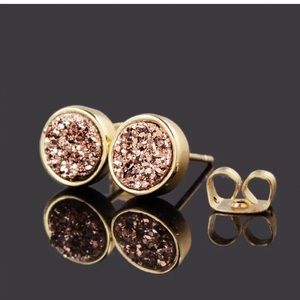 🆕 24k Rose Gold Druzy Earrings